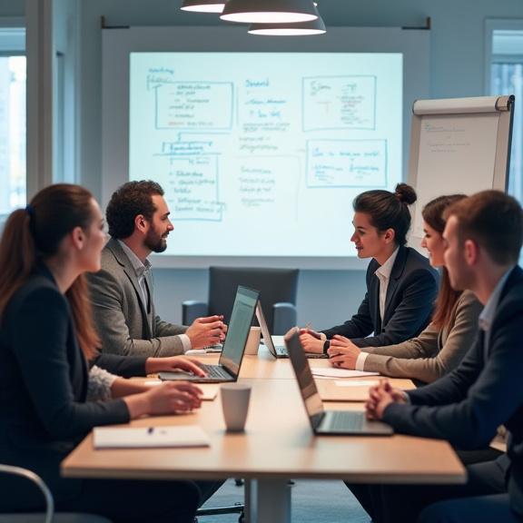 Il team di Fucina App in una sessione di brainstorming strategico nel loro ufficio a Milano.